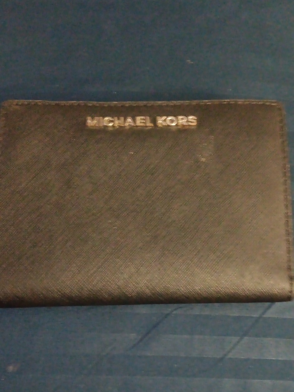 Michael Kors Black Leather Card & Key Holder with Gold Logo